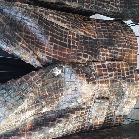 Vintage Lena Gabrielle New York Brown Blazer Jacket  Sz 12 Faux Alligator - Picture 2 of 9